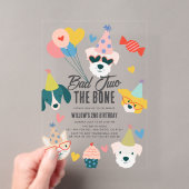 悪童犬と猫の風船 2歳の誕生日 アクリル招待状 (インサイチュ (ポータブル))
