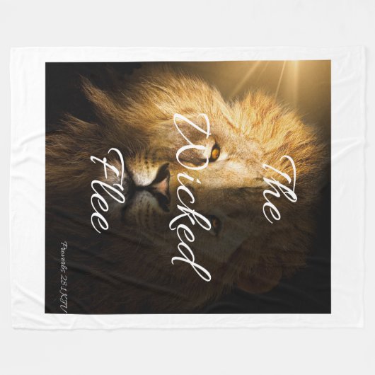 悪者は箴言28:1を逃れる フリースブランケット (正面(横))