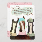 悪詩の馬 – クリスマス手作りの編み物 シーズンカード (正面/裏面)