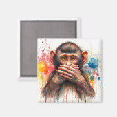 悪話猿の水鮮やか色アートマグネット マグネット (正面/裏面)