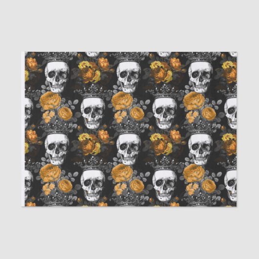 悪賢いティッシュペーパーのスカルの王冠のバラ 薄葉紙 (正面)