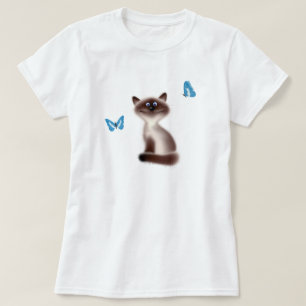悪賢い猫及び蝶 Tシャツ