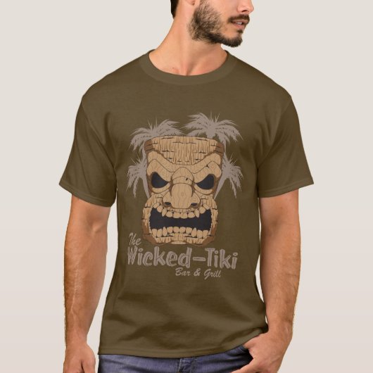 悪賢いTikiのバーの人の暗い長袖のワイシャツ Tシャツ (正面)
