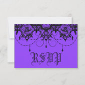 悪賢くビクトリアンなくも紫色のハロウィンRsvp 出欠カード (正面)