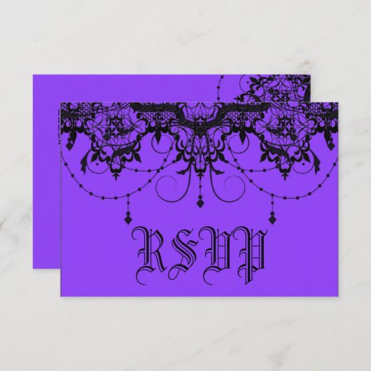 悪賢くビクトリアンなくも紫色のハロウィンRsvp 出欠カード (正面/裏面)