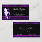 悪賢く黒い及び紫色の美容師の名刺 名刺 (正面/裏面)