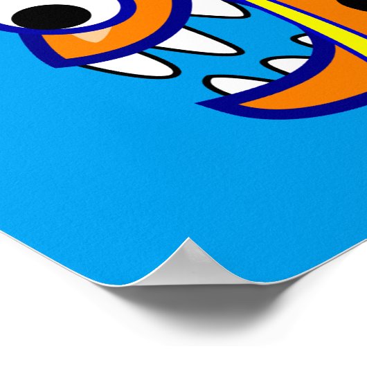 悪質な漫画おもしろいピラニア魚の海のロゴグラフ ポスター (角)