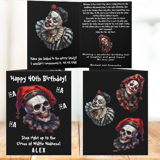 悪趣味ホラー 悪魔のサーカス団員 ダークな40歳の誕生日 カード