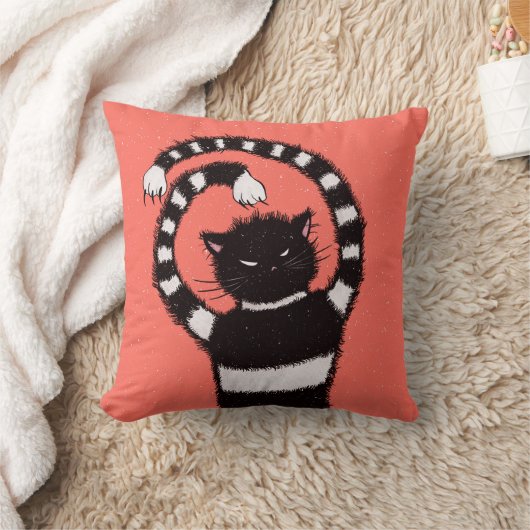 悪風変わり猫 クッション (ブランケット)