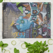 悪風変わり緑の魔女グラフィティ キッチンタオル (折り畳み)