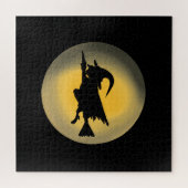 悪飛んでいる魔女シルエット ジグソーパズル (横)