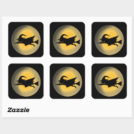 悪飛んでいる魔女シルエット スクエアシール (シート)