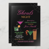 悪鬼夜ハロウィンのブライダルシャワーのカクテル 招待状 (正面/裏面)