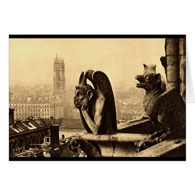 悪鬼Notre Dameのパリフランスの1912年のヴィンテージ (正面横)