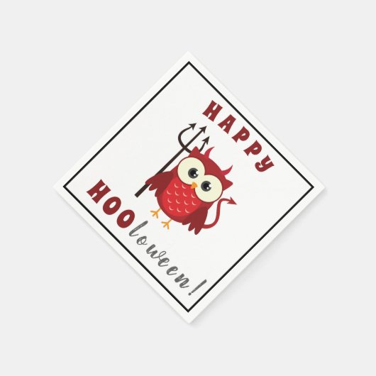 悪魔おもしろいフクロウのトリックまたは治療ハローウィンパーティ スタンダードカクテルナプキン (角)