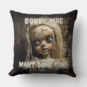 悪魔が取り付幽霊のよく出るけた人形80sホラー映画 クッション (正面)