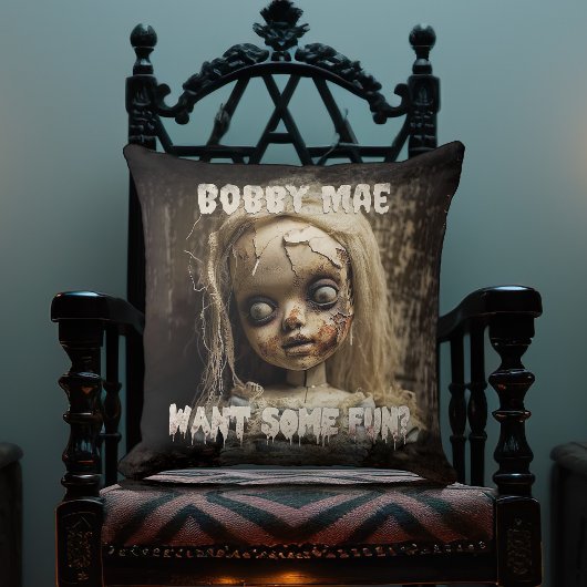 悪魔が取り付幽霊のよく出るけた人形80sホラー映画 クッション