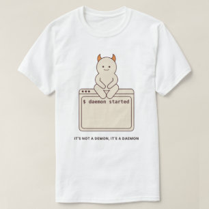 悪魔じゃないデーモンだよ Linuxジョーク 白 Tシャツ