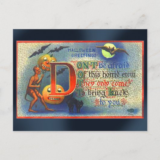 悪魔とこうもりハロウィンカード ポストカード (正面)