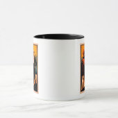 悪魔と一緒にワインを飲むゲラー魔術師 マグカップ (中央)