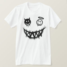 悪魔と天使のスマイリーフェイス グランジモンスターの歯 Tシャツ