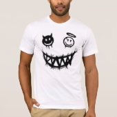 悪魔と天使のスマイリーフェイス グランジモンスターの歯 Tシャツ (正面)