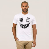 悪魔と天使のスマイリーフェイス グランジモンスターの歯 Tシャツ (正面フル)