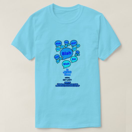 悪魔に抵抗せよ - ブルーロゴ - Tシャツ (デザイン正面)