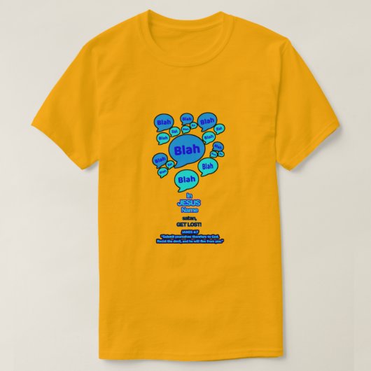 悪魔に抵抗せよ - ブルーロゴ - Tシャツ (デザイン正面)