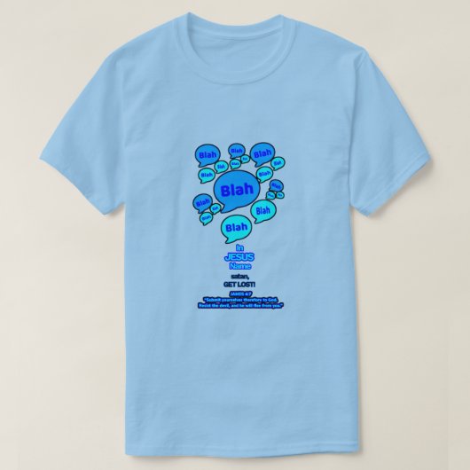 悪魔に抵抗せよ - ブルーロゴ - Tシャツ (デザイン正面)