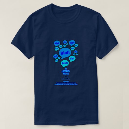 悪魔に抵抗せよ - ブルーロゴ - Tシャツ (デザイン正面)