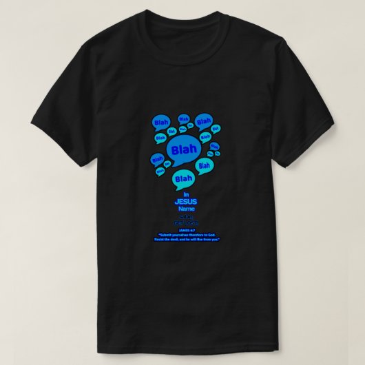 悪魔に抵抗せよ - ブルーロゴ - Tシャツ (デザイン正面)