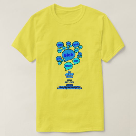 悪魔に抵抗せよ - ブルーロゴ - Tシャツ (デザイン正面)