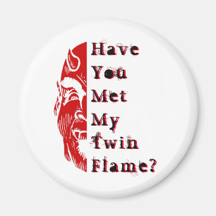 悪魔のよういユーモアの双生児の炎のtwinflameの悪魔の鏡 マグネット