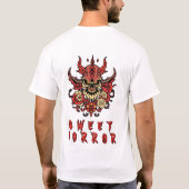 悪魔のようなスカルとフローラオーナメント Tシャツ (裏面)