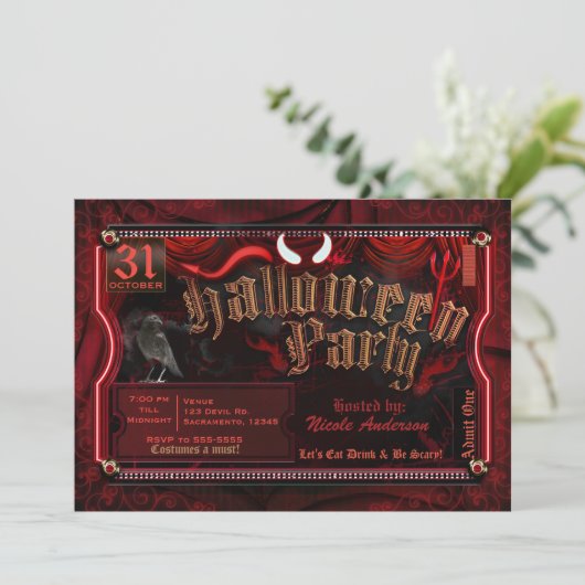 悪魔のようなハロウィーンの衣装パーティーが1つのパーティーを認める 招待状 (スタンド正面)