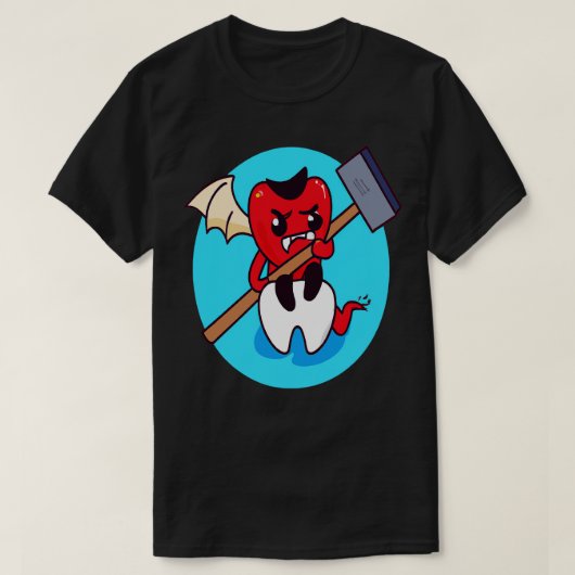 悪魔のような歯痛かわいい小さな悪魔のベクトルアート Tシャツ (デザイン正面)