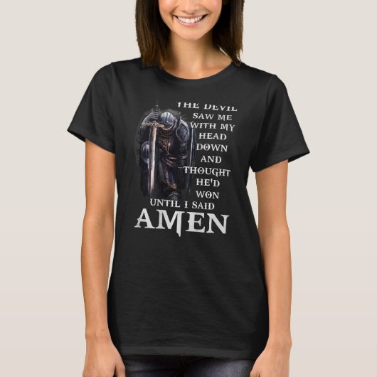 悪魔のイエスは私の頭を下げて私を見た Tシャツ (正面)
