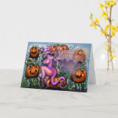 悪魔のカボチャの折り紙グリーティングカード カード (黄色い花)