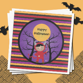 悪魔のコスチュームの子供のハロウィン紙ナプキン