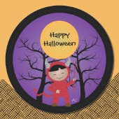 悪魔のコスプレをした子供 ハッピーハロウィン ステッカー