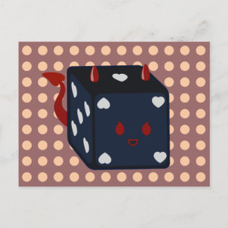 悪魔のサイコロとハート ポストカード