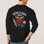 悪魔のサイコロ置き場 RPGゲーマーTシャツ - 赤い悪魔の頭 Tシャツ (裏面)