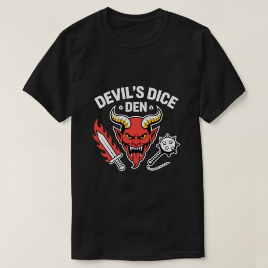 悪魔のサイコロ置き場 RPGゲーマーTシャツ - 赤い悪魔の頭 Tシャツ (デザイン正面)