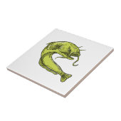 悪魔のナマズの跳躍のスケッチ タイル (側面)