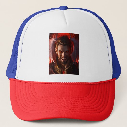 悪魔のハロー:翼のあるLEDで遊あなたを照らす キャップ (正面)