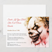 悪魔のピエロのハロウィン招待状 - 不気味な笑み 招待状 (正面/裏面)