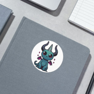 悪魔のユニコーン暗号文字シールをヘルホルン – かわいい ラウンドシール