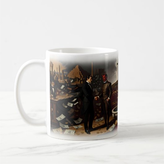悪魔の仮面舞踏会の炎マグカップ コーヒーマグカップ (左)