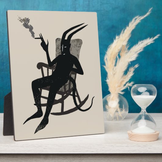 悪魔の休憩 - ダークユーモアウォールアート フォトプラーク (側面)